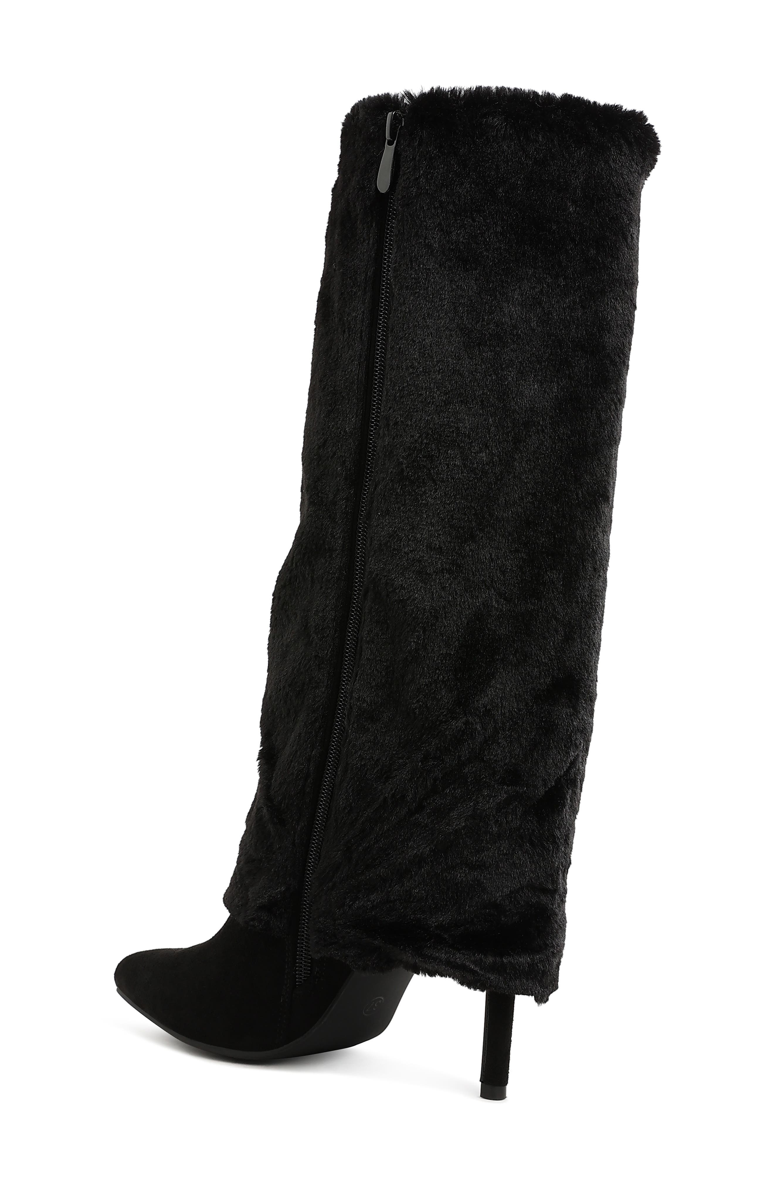 LONDON RAG Everglade Faux Calf Hair Knee High Boot, Alternate, color, Black