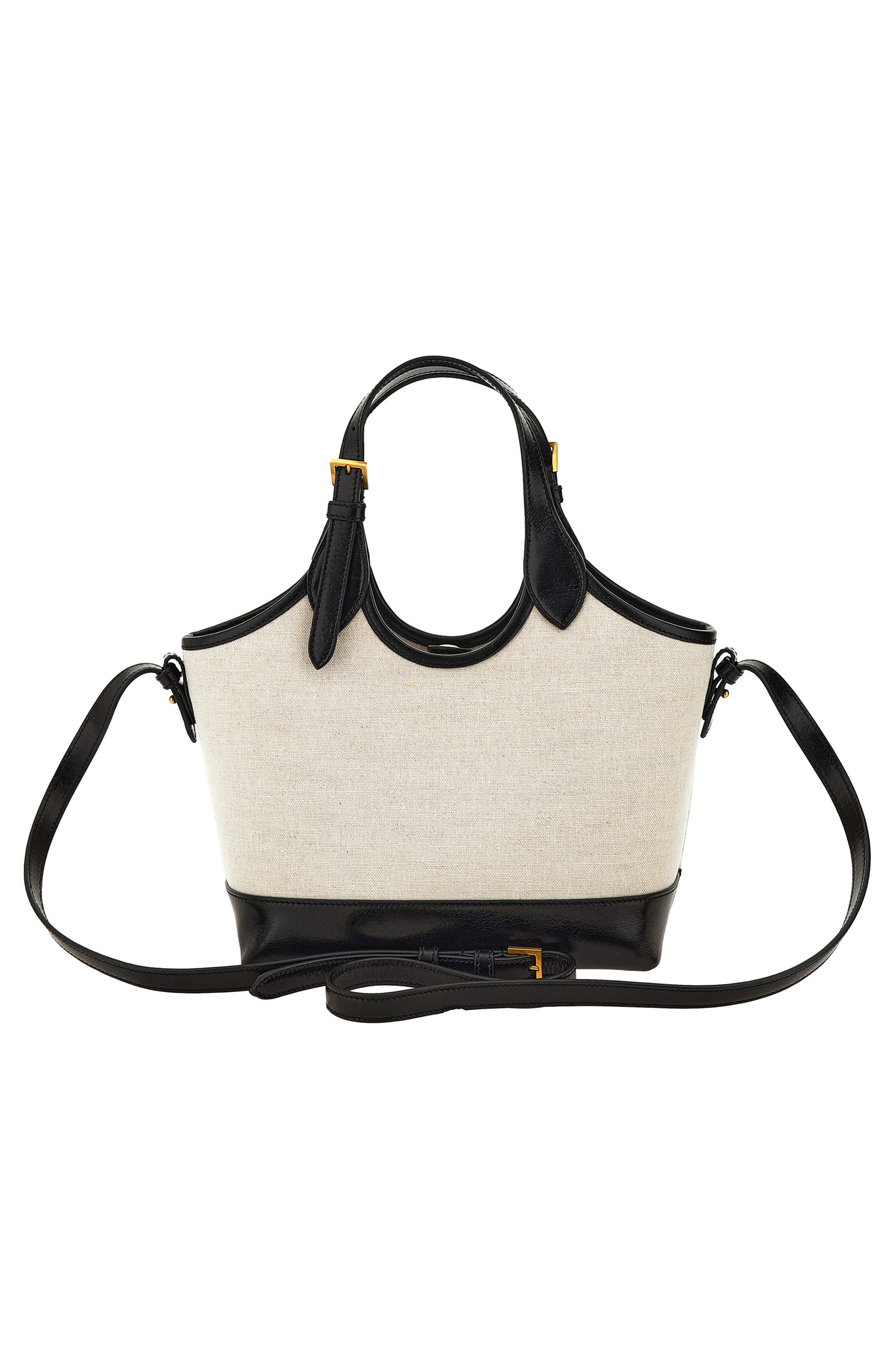 Versace Small La Medusa Canvas & Leather Tote, Alternate, color, Beige Black-Gold 82