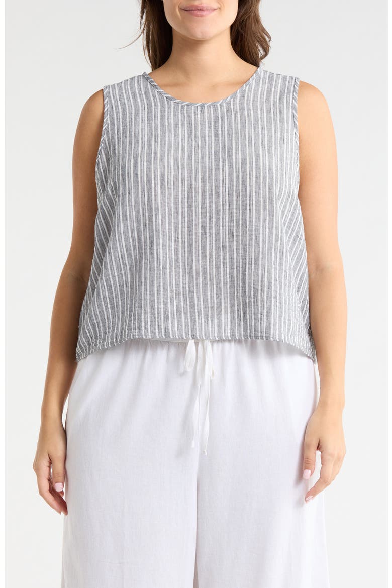 Stripe Sleeveless Cotton Top, Main, color, BLACK