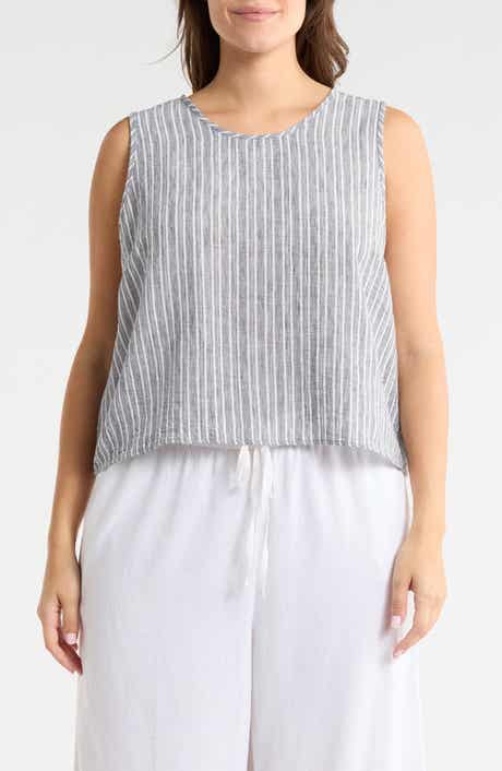 Renee C Stripe Sleeveless Cotton Top