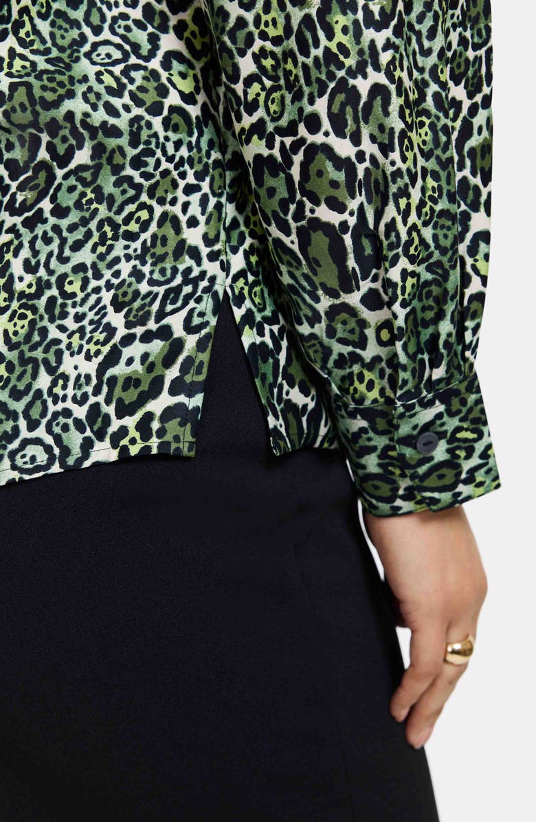 Foxcroft Marlee Leopard Print Cotton Button-Up Shirt, Alternate, color, 