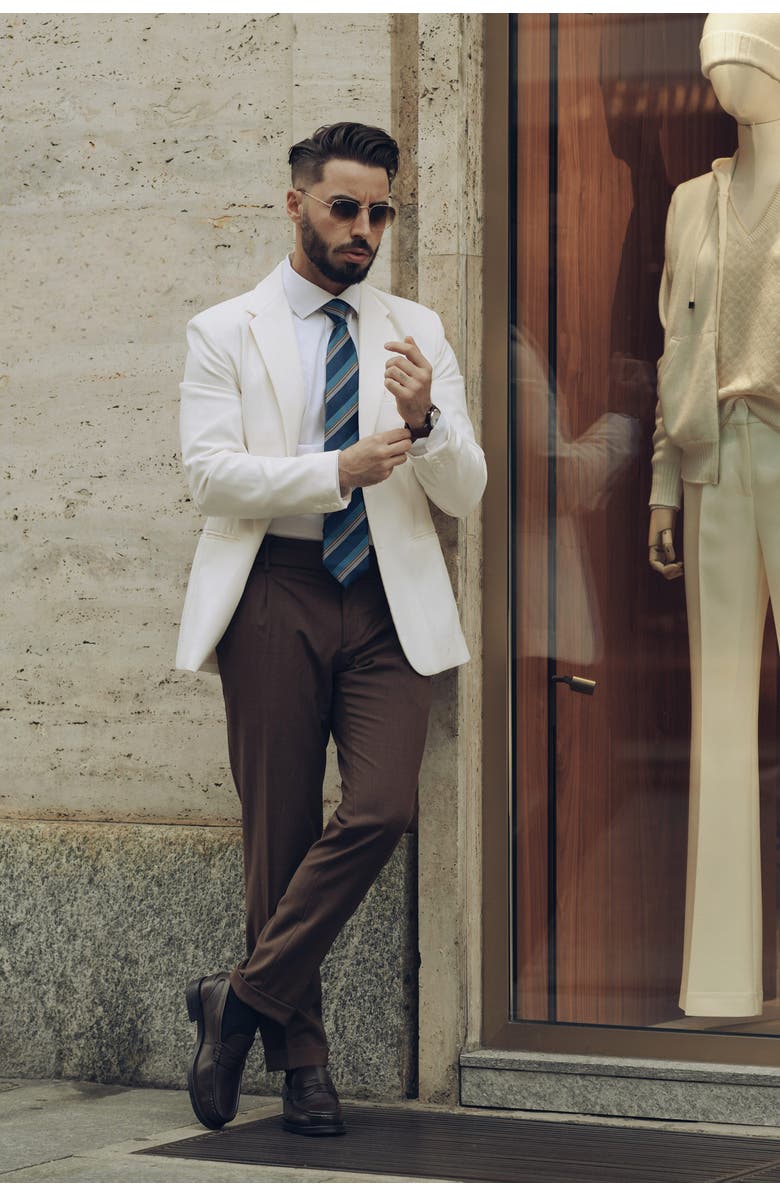 Elizabetta Corso - Extra Long Silk Jacquard Tie for Men, Alternate, color, Petrol Blue