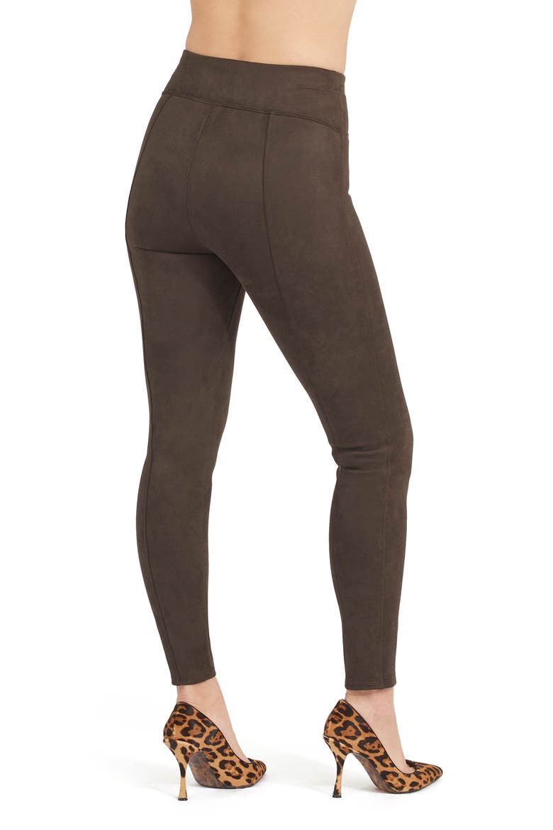 High Waist Faux Suede Leggings, Alternate, color, CHOCOLATE BROWN