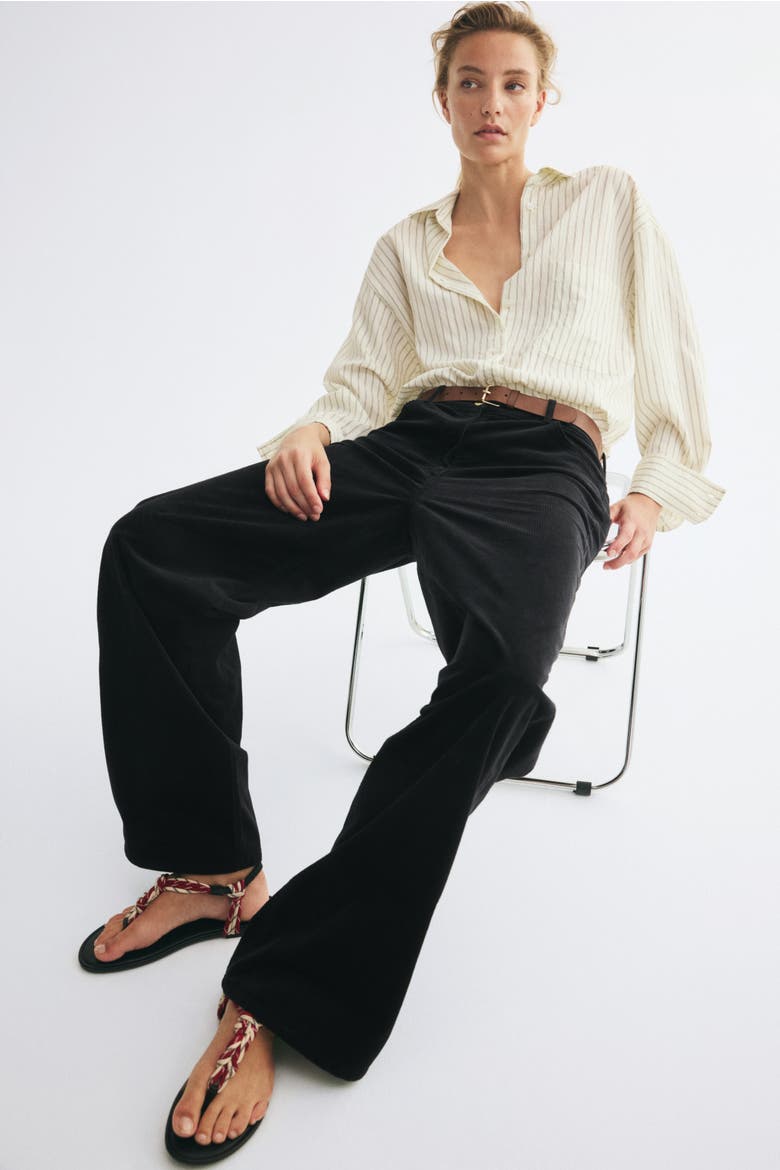 Cotton Corduroy Pants, Alternate, color, Black