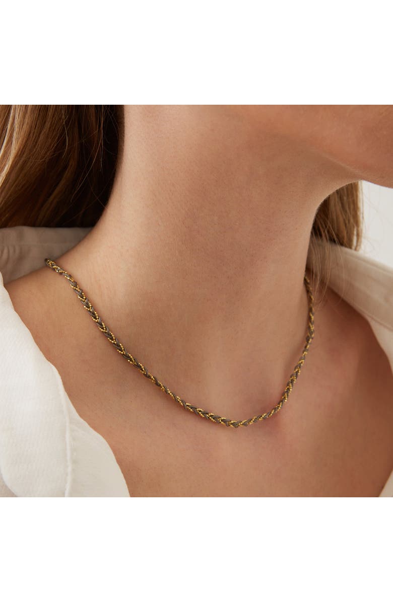 Spero London Handmade Rope Braided Sterling Silver Beaded Chain Necklace, Alternate, color, Grey