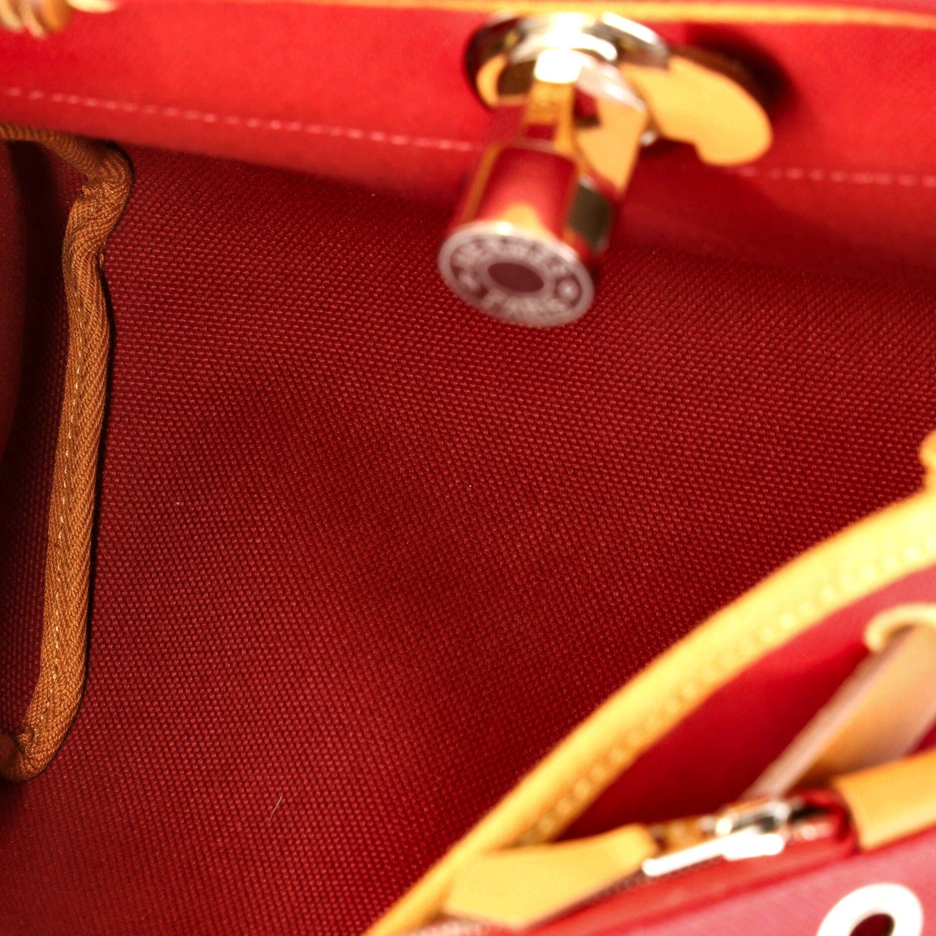 Pre-Owned Hermes Herbag Zip Leather and Toile 31, Alternate, color, Rouge Grenat