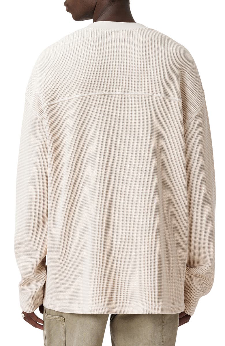 AllSaints Sect Waffle Knit Sweatshirt, Alternate, color, Smoke White/ Black Logo