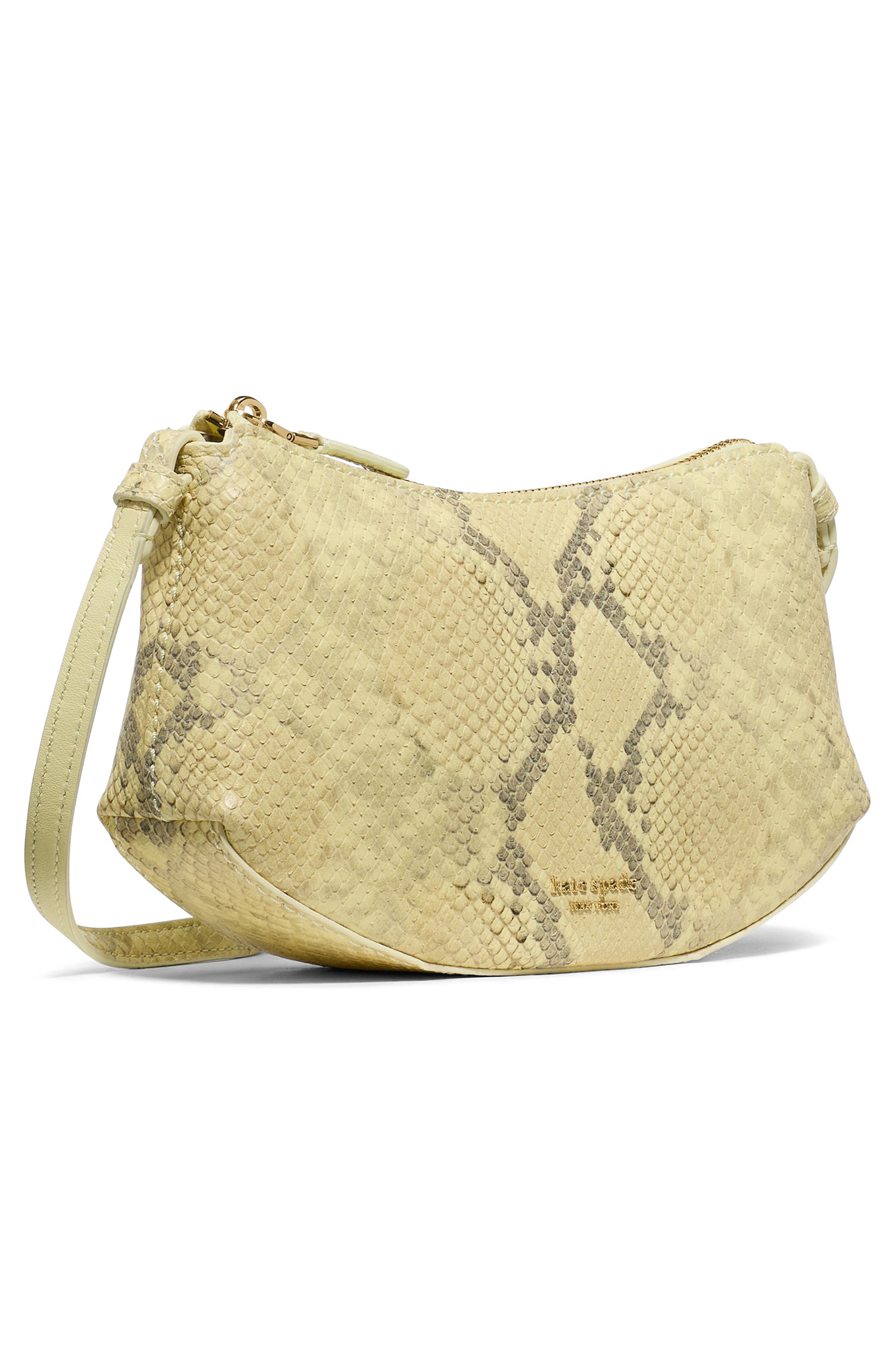 Kate Spade New York loop snakeskin embossed leather crossbody bag, Alternate, color, Pale Citron