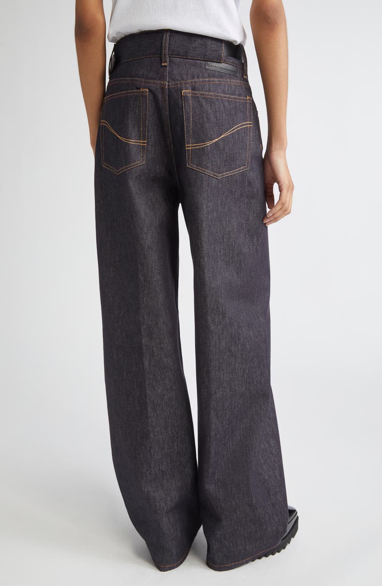 Stella McCartney Belted Raw Denim Straight Leg Jeans, Alternate, color, 4123 - Raw Blue Denim