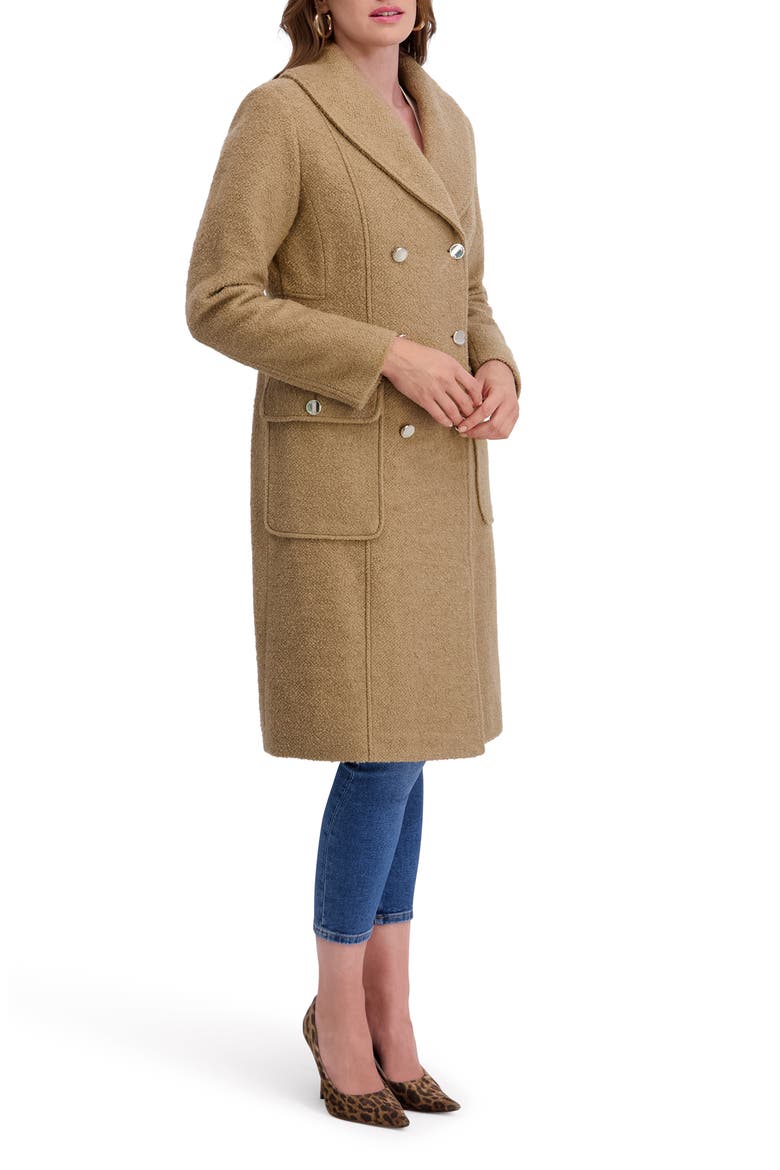 Double Breasted Bouclé Walker Coat, Alternate, color, CAMEL