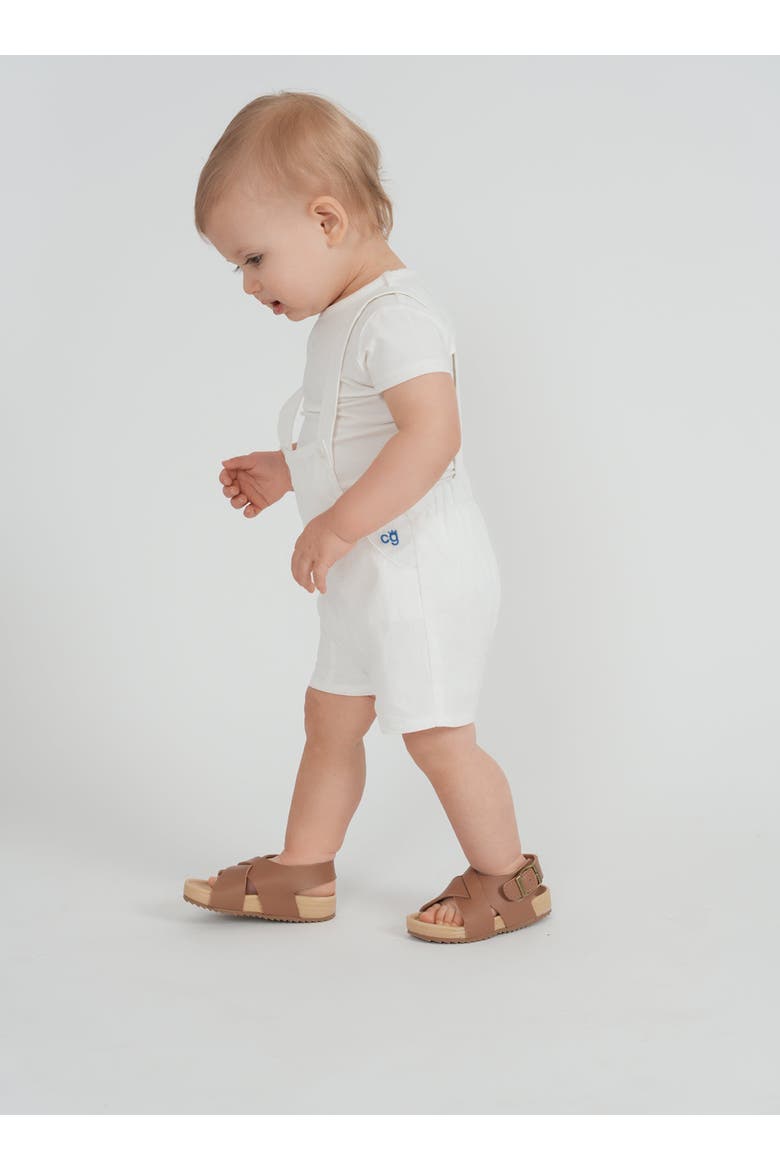 Contrast Trim Cotton Sleeveless Overall, Alternate, color, White