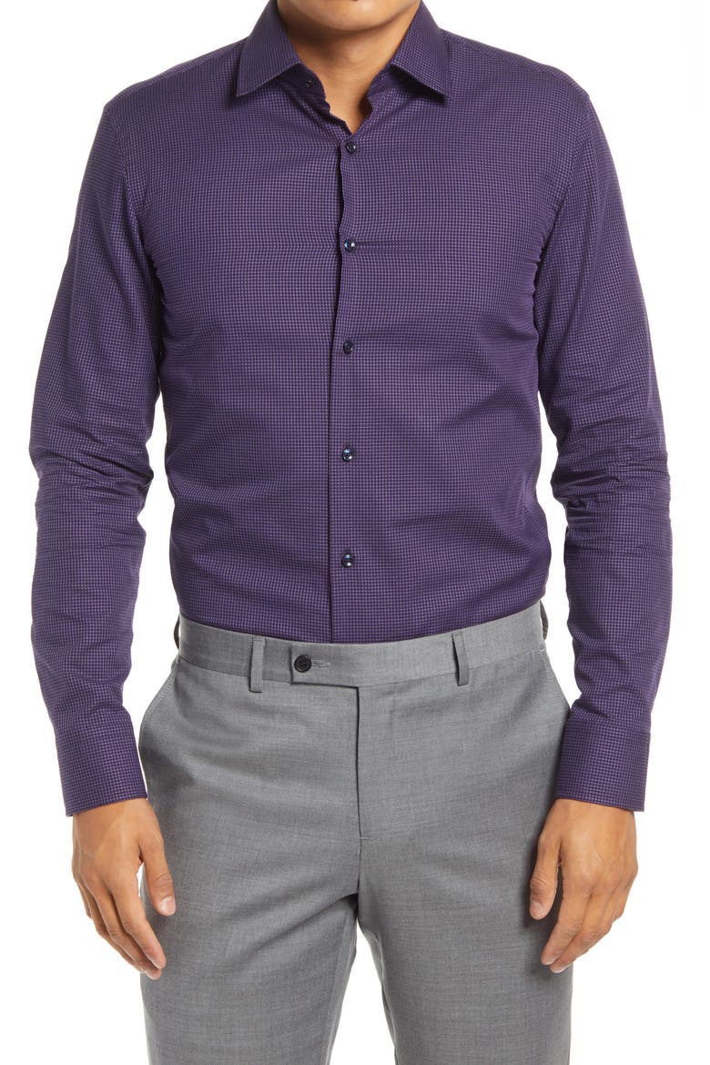 Jango Slim Fit Geometric Dress Shirt, Main, color, MEDIUM PURPLE