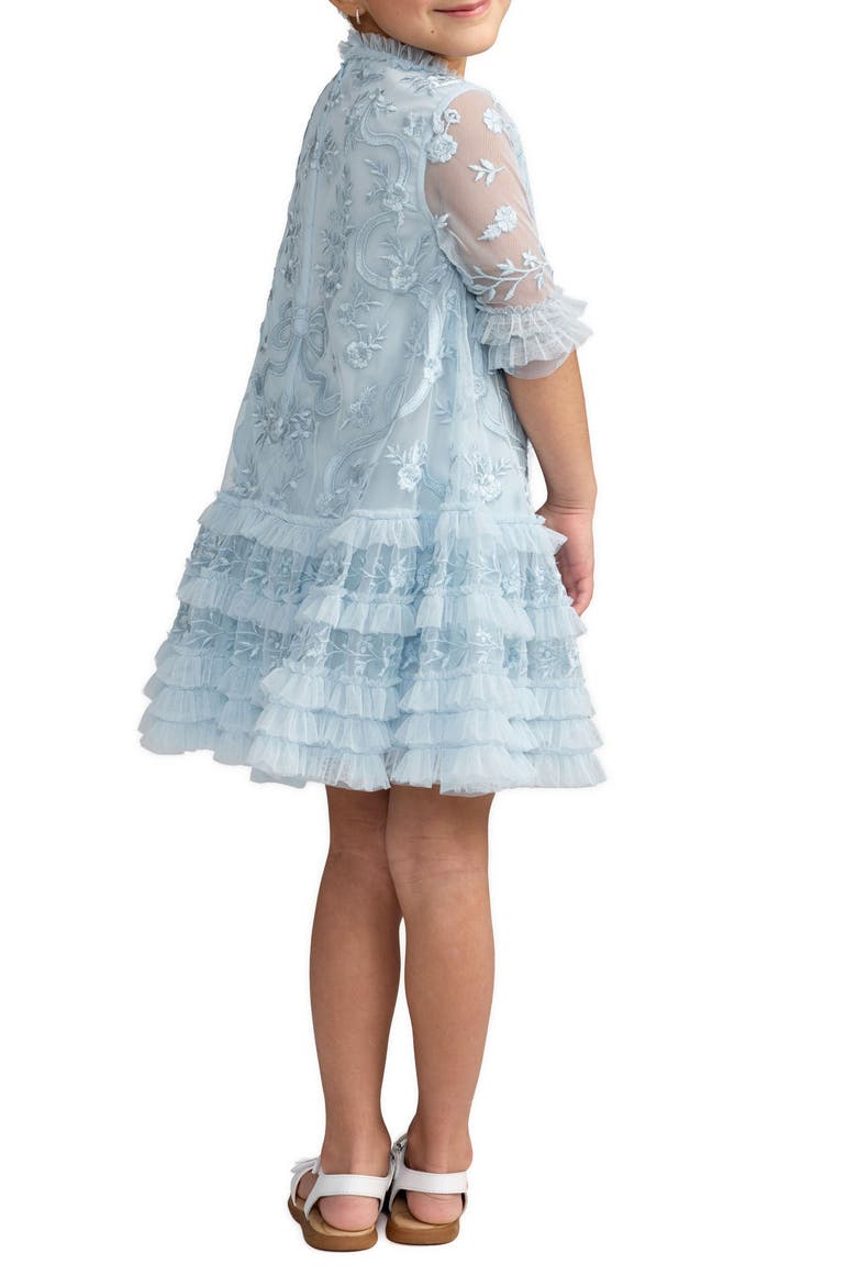 Girls Micro Ruffle Embroidered Mini Dress, Alternate, color, Powder Blue