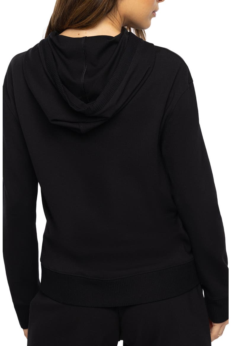 Friday Ponte Half Zip Hoodie, Alternate, color, BLACK