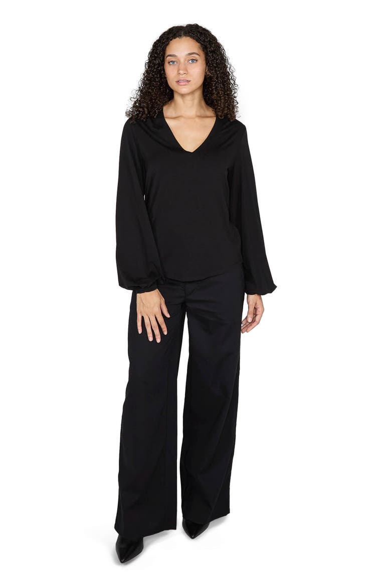 Val Long Sleeve V-neck Top, Alternate, color, Black