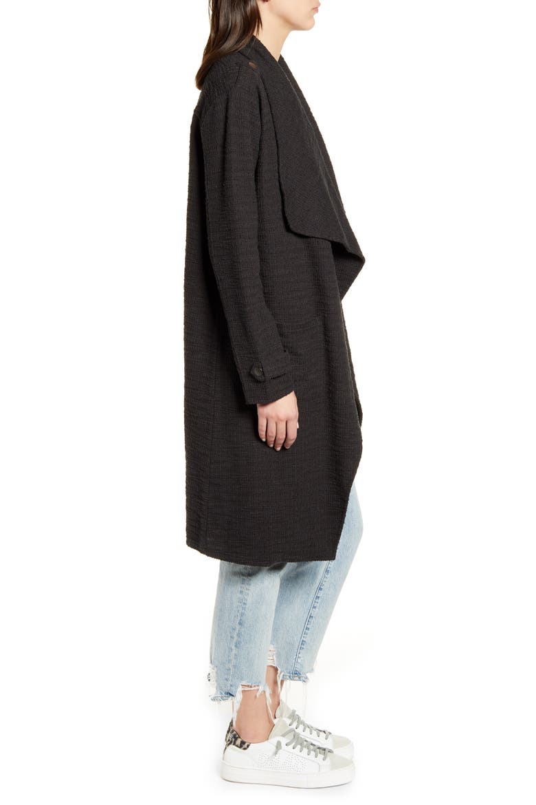 BB Dakota Revolution Drapey Bouclé Trench Coat, Alternate, color, CHARCOAL GREY