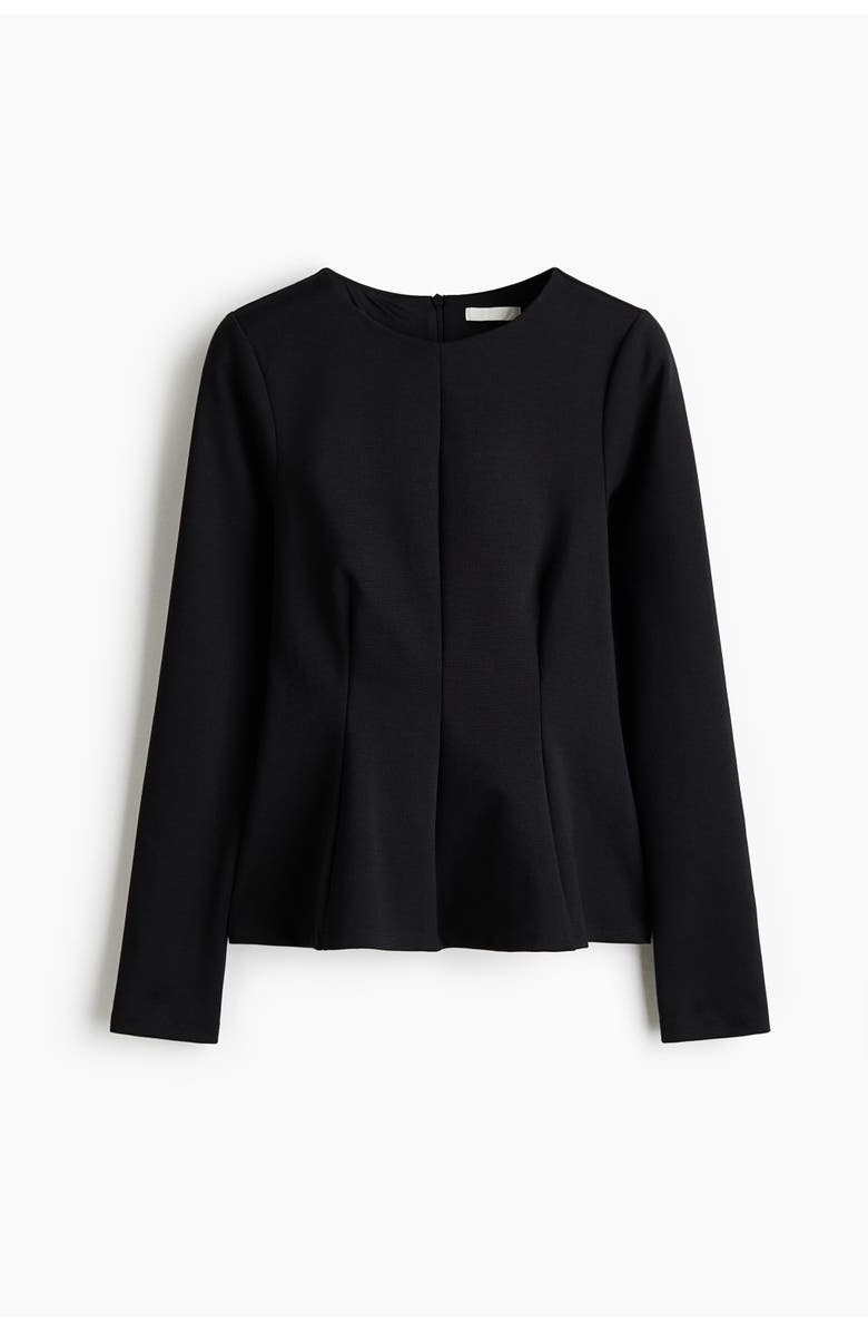 H&M Jersey Peplum Top, Main, color, Black