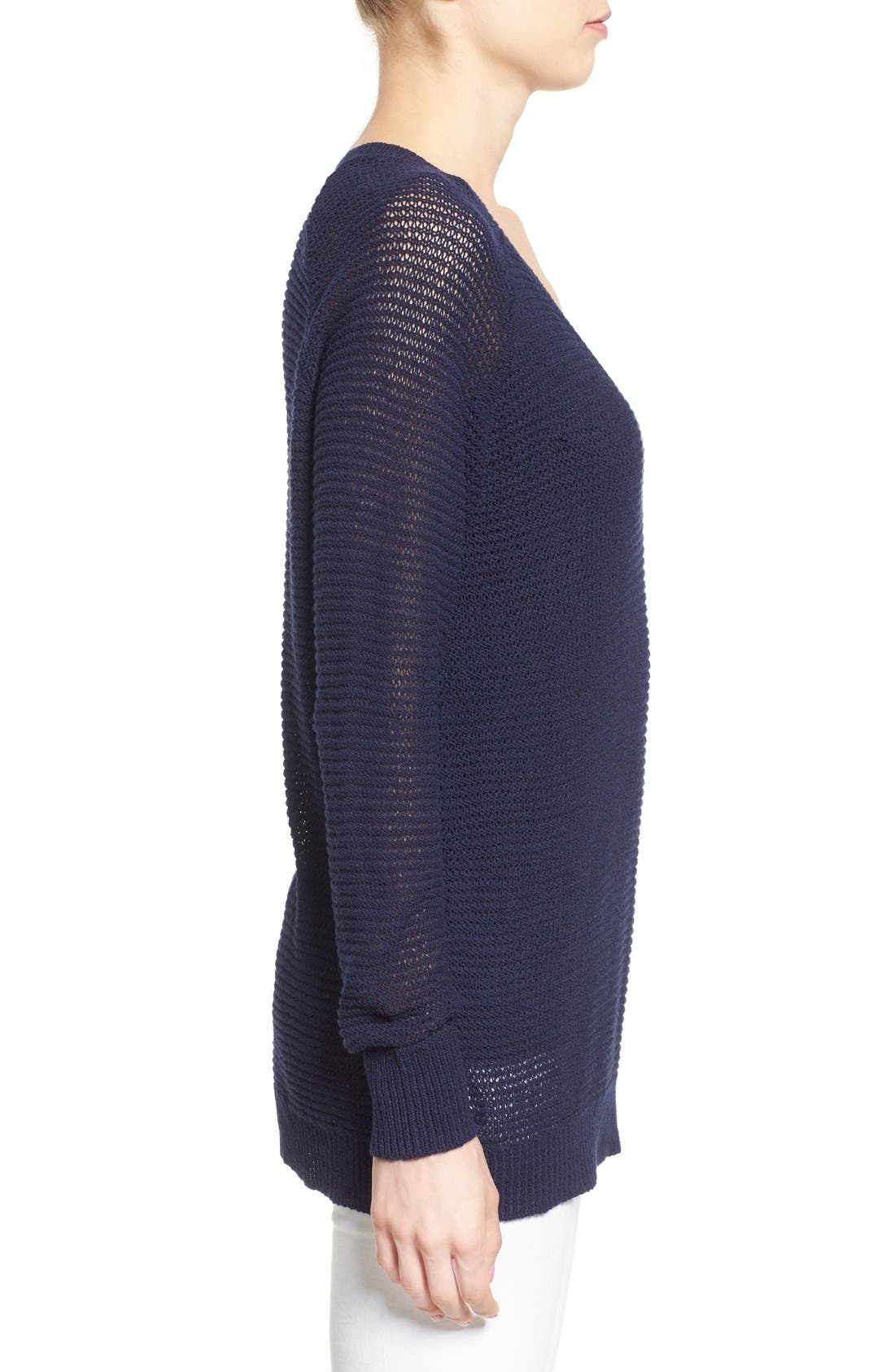 Halogen® Textured Cotton V-Neck Sweater (Women) | Nordstrom