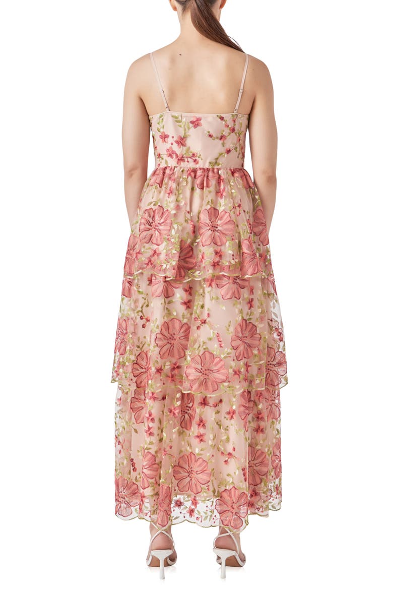 Floral Embroidered Tiered Maxi Dress, Alternate, color, PINK