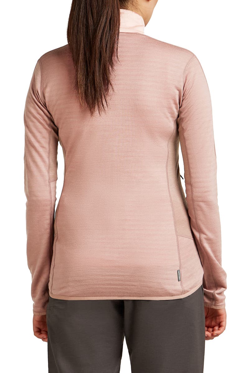 Icebreaker Lyocell & Merino Blend 300 RealFleece Descender Zip Mock Neck Top, Alternate, color, Summit/ Blush
