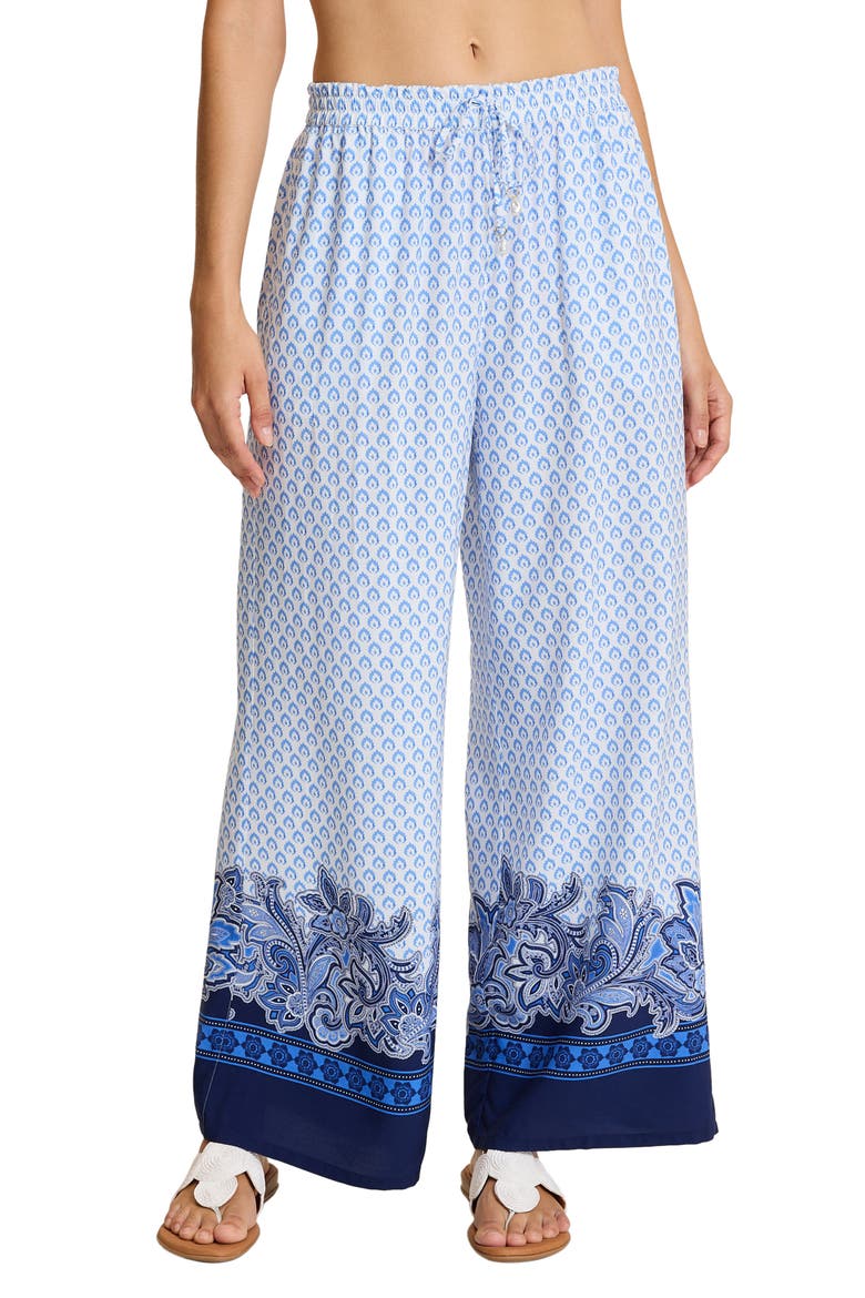 Paisley Daze Cover-Up Beach Pants, Main, color, PARADISO BLU