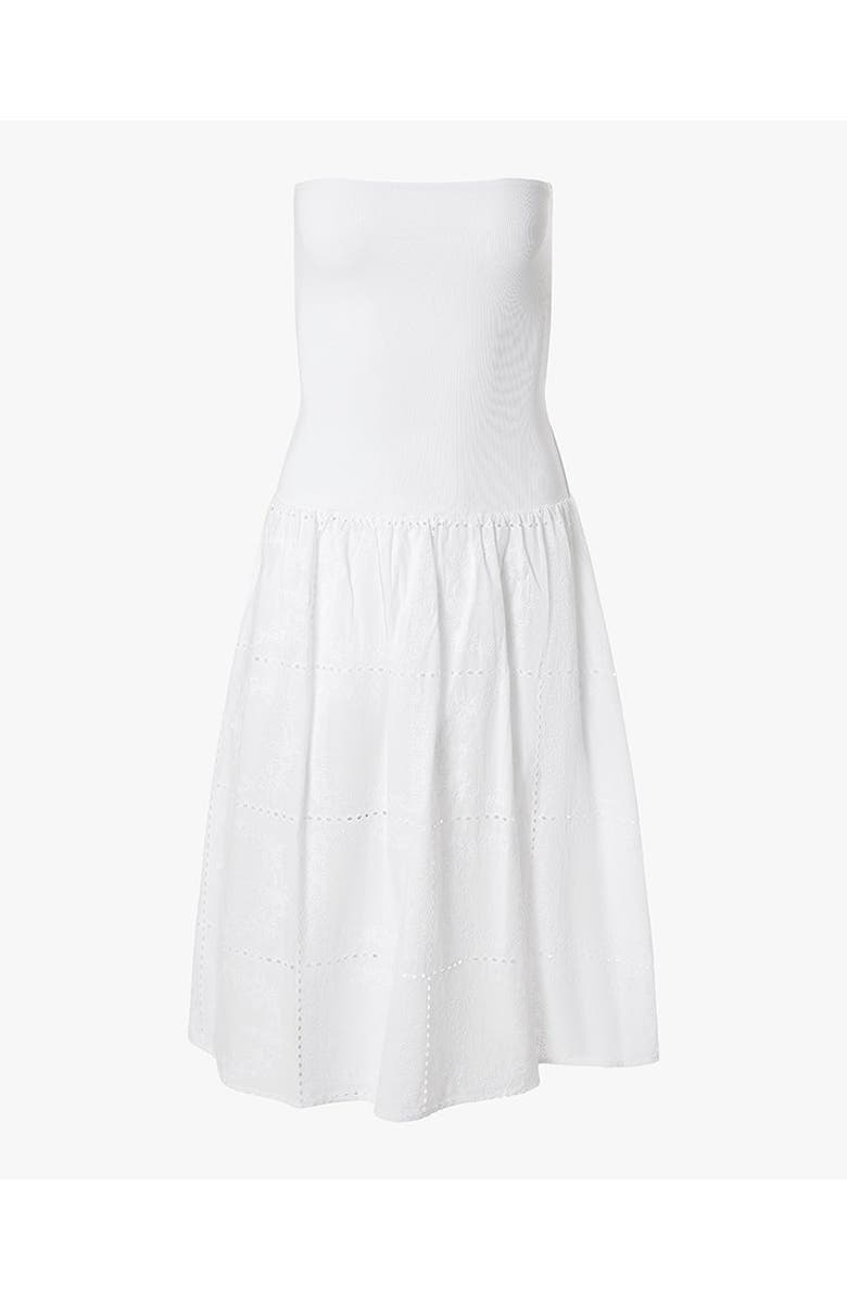 WeWoreWhat Ribbed Cotton Midi Dress, Alternate, color, White Multi