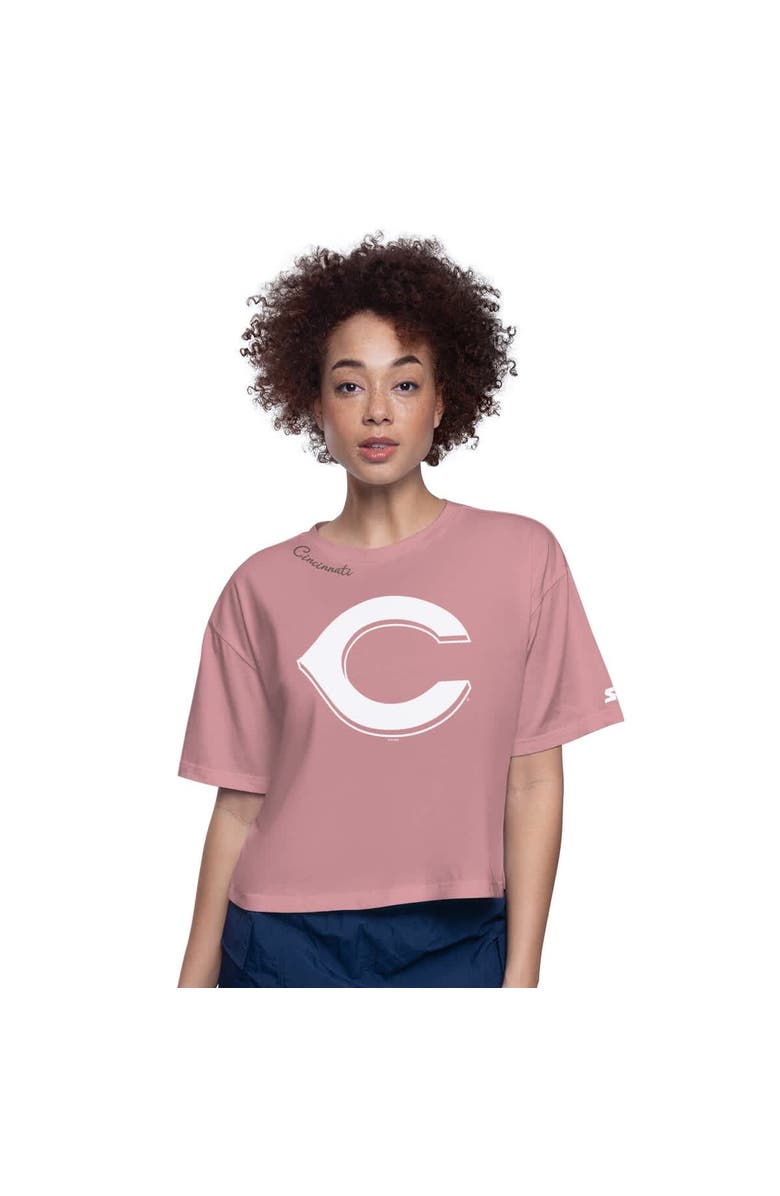 STARTER Women's Starter Pink Cincinnati Reds Play the Ball Boxy Cropped T-Shirt, Main, color, Pink