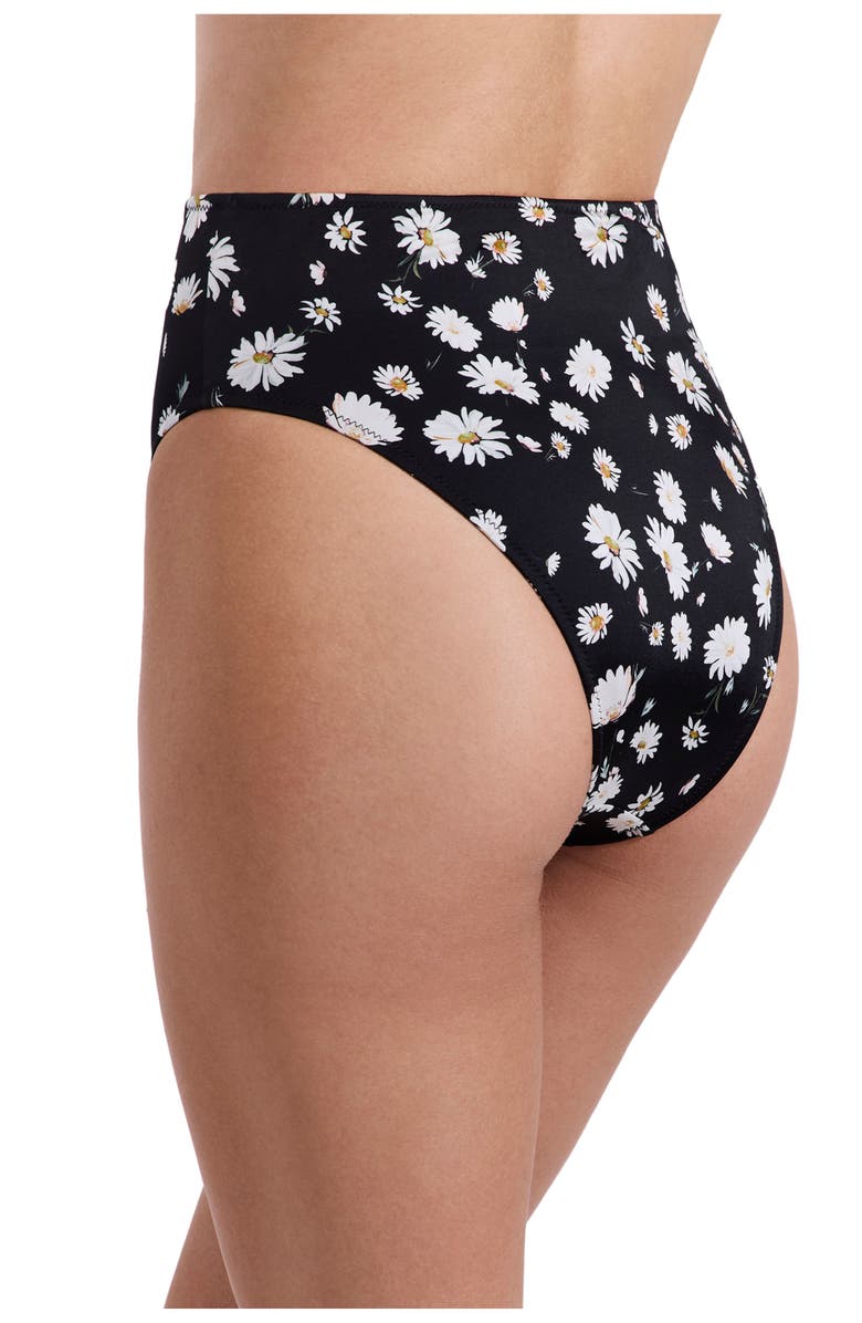 Luma Gottex Marguerite High Waist Bikini Bottom, Alternate, color, Black-White-Yellow