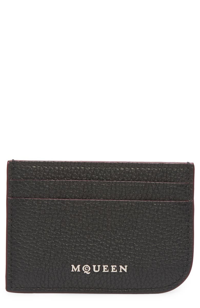 McQueen Sling Card Case, Main, color, 1000 Black/ Silver