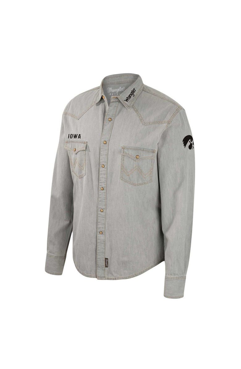 COLOSSEUM Men's Colosseum x Wrangler Gray Iowa Hawkeyes Cowboy Cut Western Full-Snap Long Sleeve Shirt, Alternate, color, Gray