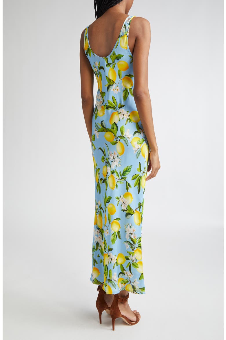 Akiya Lemon Print Satin Tank Dress, Alternate, color, SKY BLUE/ YELLOW FLORAL LEMON