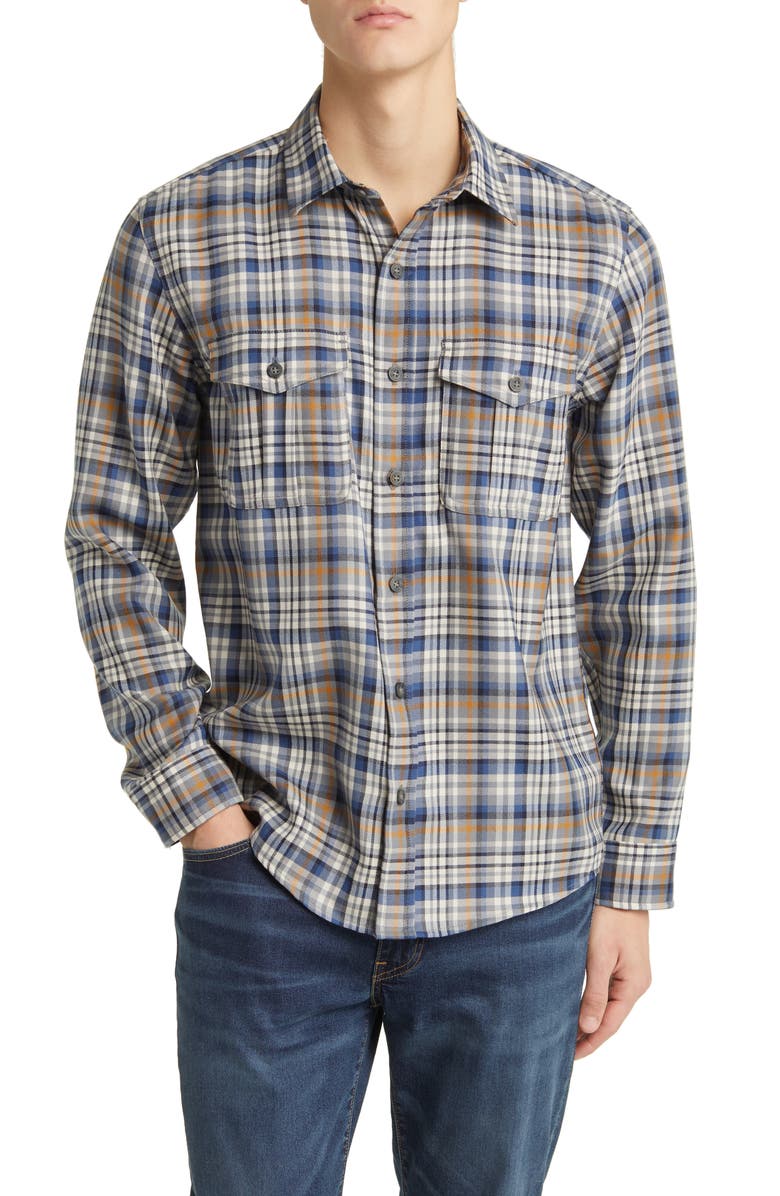 Pendleton Harrison Plaid Merino Wool Button-Up Shirt, Main, color, 