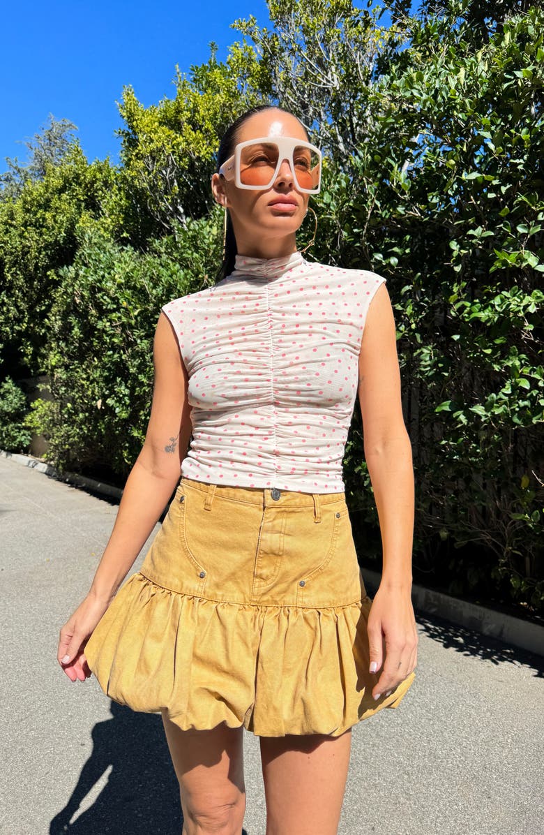 AFRM Jolie Mock Neck Sleeveless Top, Alternate, color, Coral Micro Dot