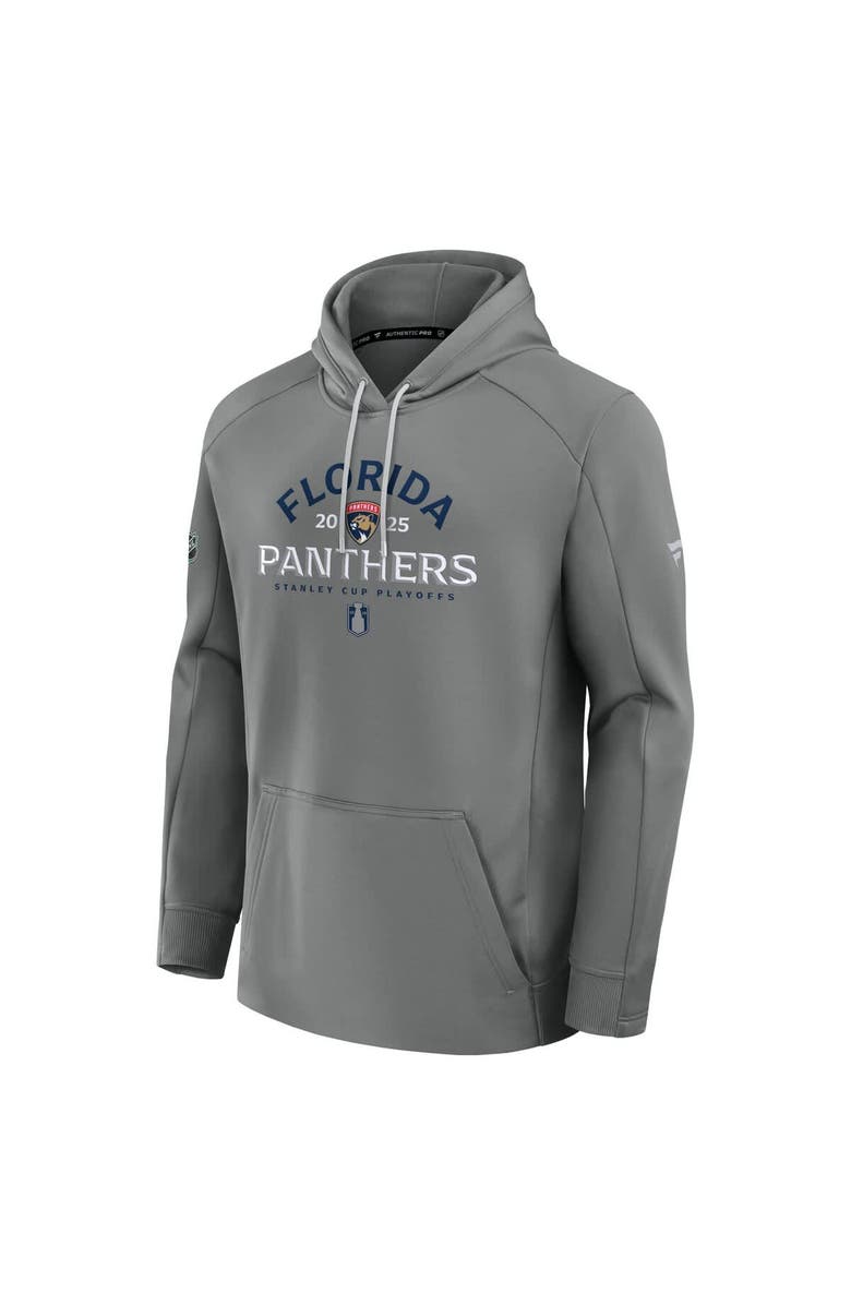 FANATICS Men's Fanatics Gray Florida Panthers 2025 Stanley Cup Playoffs Authentic Pro Rink Fly Fleece Pullover Hoodie, Alternate, color, Gray