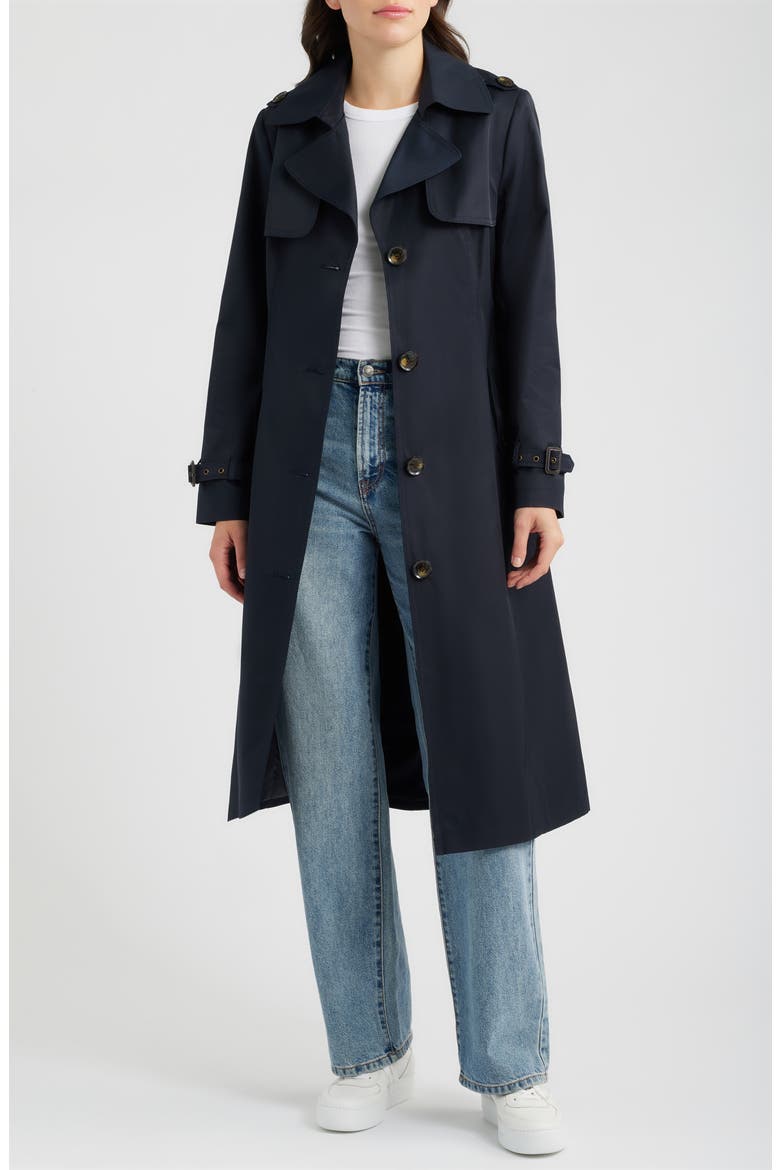Tie Belt Trench Coat, Alternate, color, NAVY