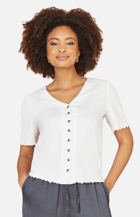 Cotton Button Detail T-Shirt