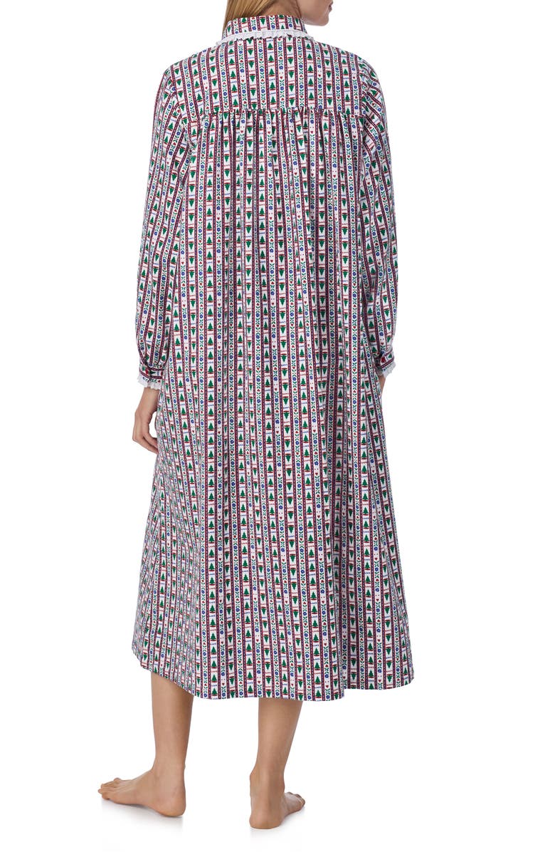 Lanz of Salzburg Cotton Flannel Ballet Nightgown, Alternate, color, Wht/Grn