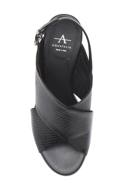 Aquatalia Catarina Embossed Leather Slingback Sandal In Black