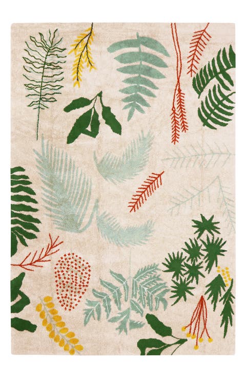 Botanic Print Washable Cotton Rug