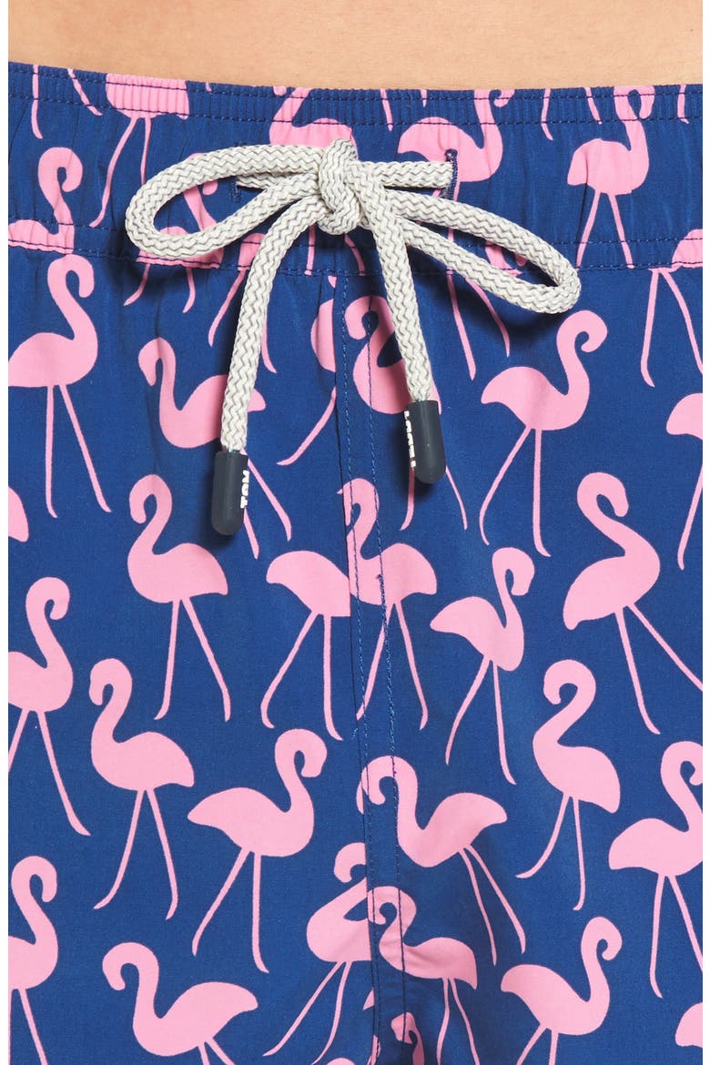 Flamingo Print Swim Trunks, Alternate, color, ROSE & BLUE