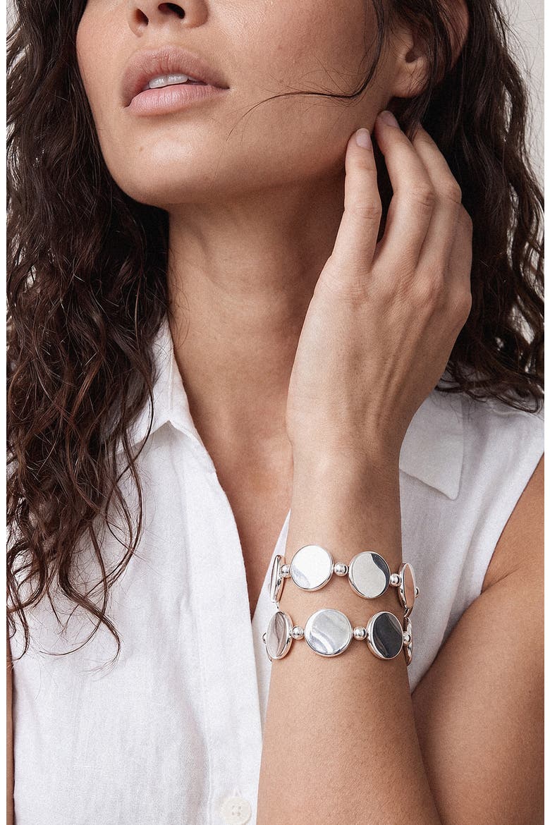 Disc Stretch Bracelet, Alternate, color, SILVER