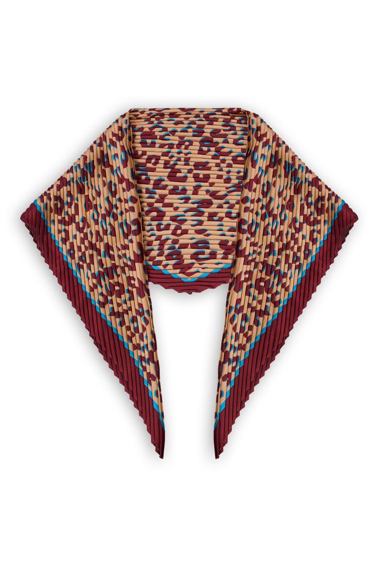Crinkled Leopard Print Bandana, Main, color, BURGUNDY