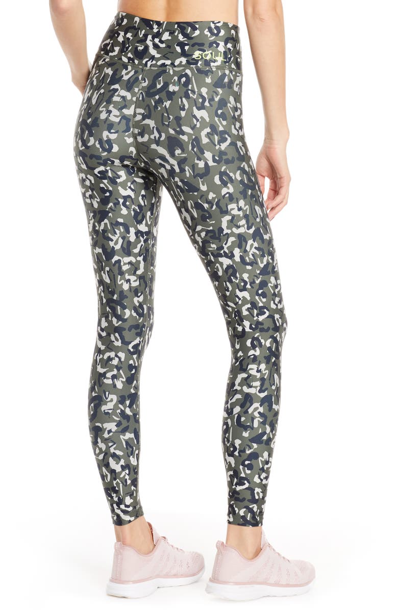 Soul by SoulCycle High Waist Leopard Camo Leggings, Alternate, color, 