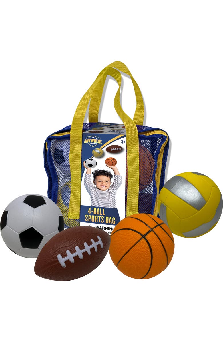 Anywhere Sports 4Ball Sports Bag, Mini Foam Balls Set For Kids 3+, Main, color, 