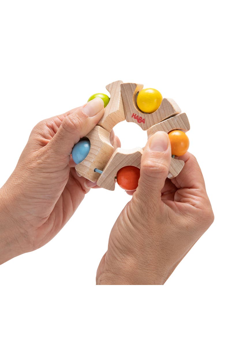 HABA Rainbow Ball Wooden Baby Teething Toy & Montessori Grasping Wooden Rattle, Sensory Toys for Babies, Baby Grasping Toys for 6-12 Months, Alternate, color, Multi