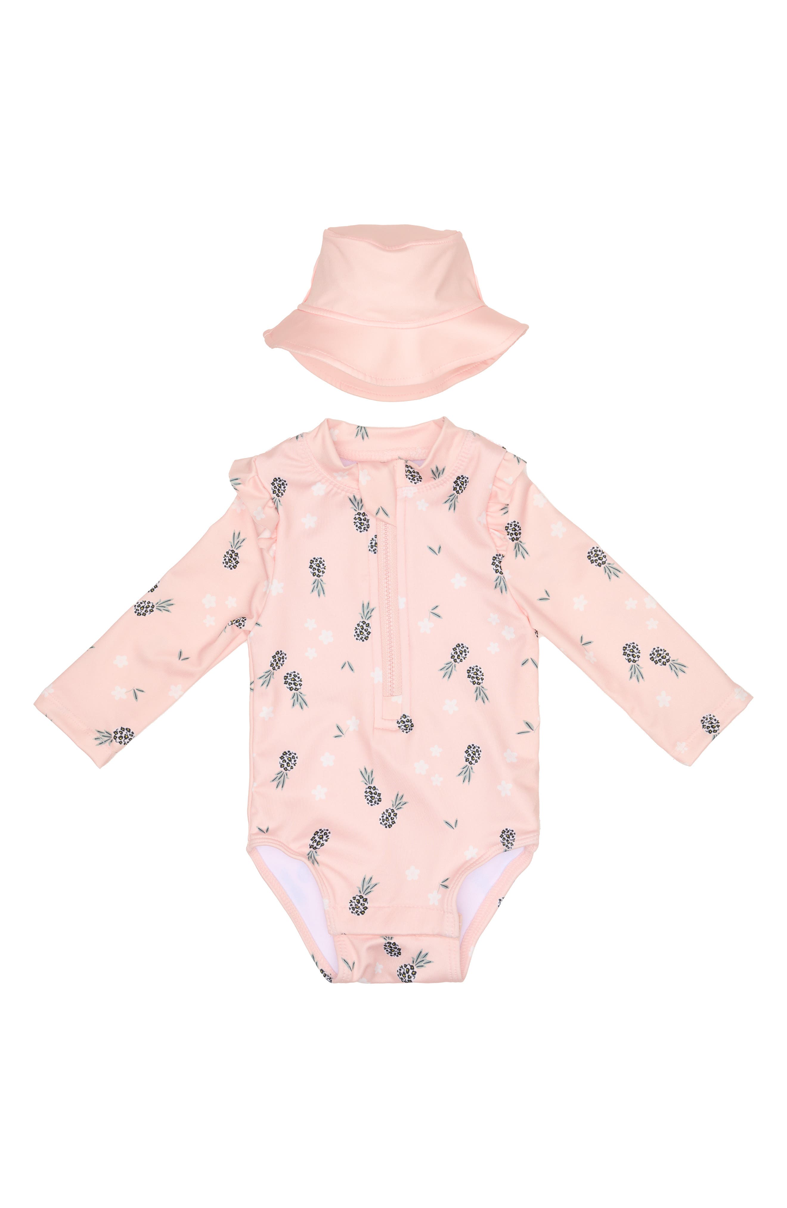 PL Baby by Petit Lem One-Piece Rashguard Swimsuit & Hat Set