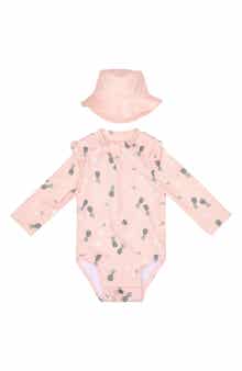 PL Baby by Petit Lem One-Piece Rashguard Swimsuit & Hat Set