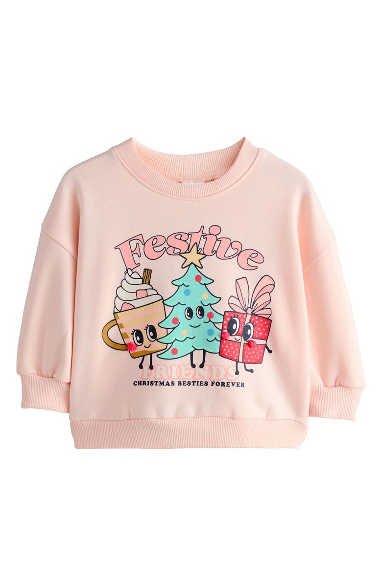 NEXT Kids' Festive Graphic Cotton Blend Sweatshirt, Main, color, Cream