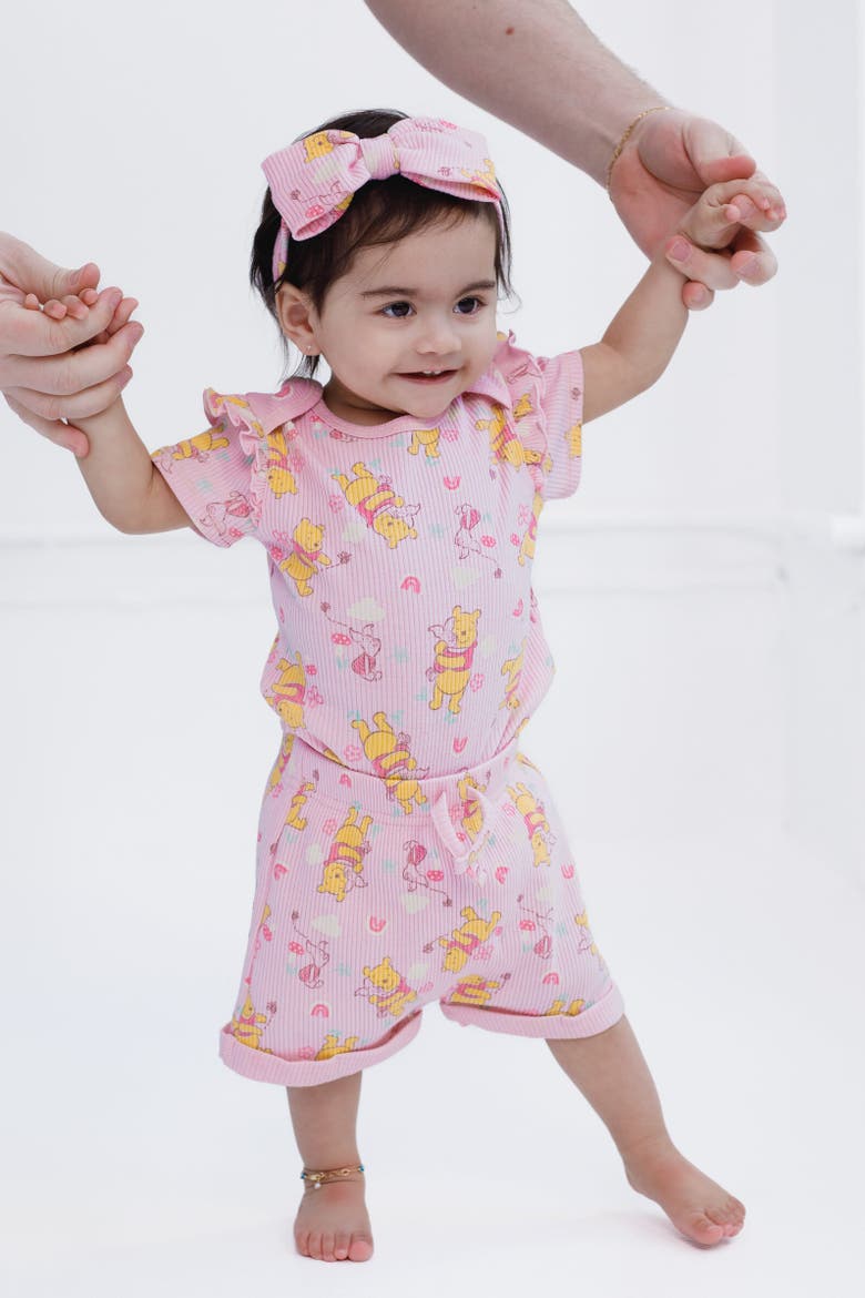 Bodysuit Shorts & Headband Set, Alternate, color, Winnie the Pooh Pink