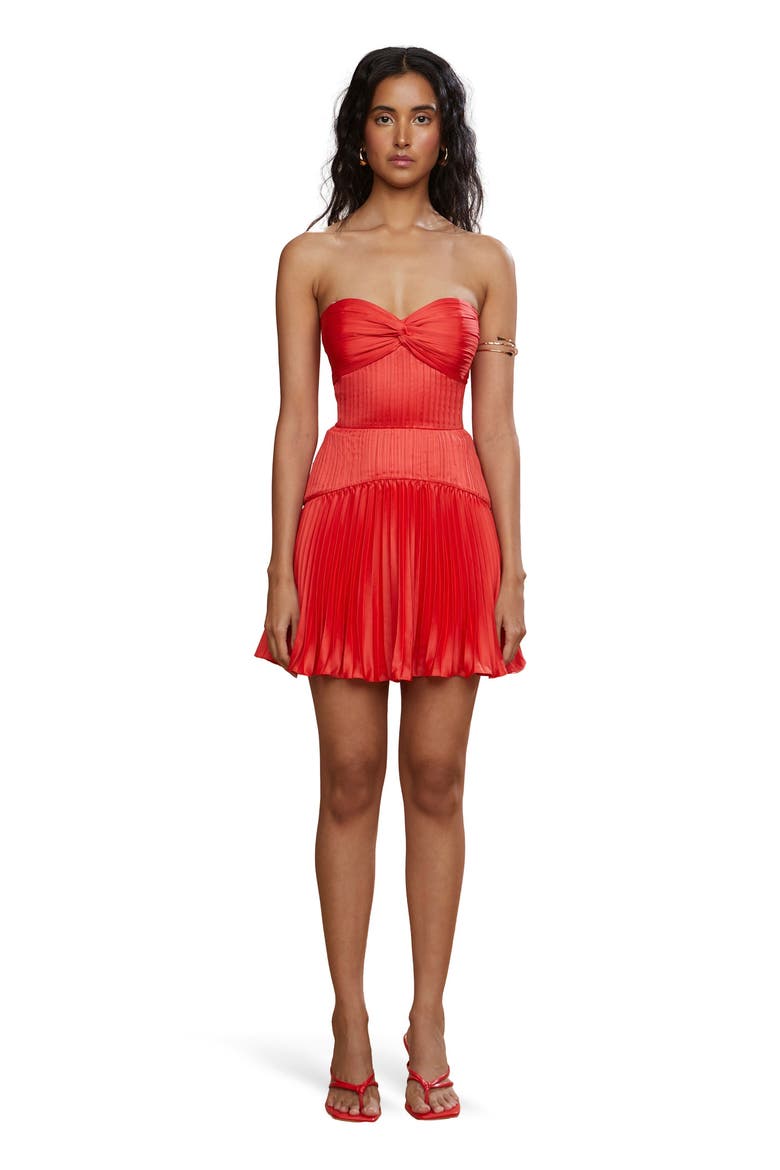 Catrina Mini Pleated Dress, Main, color, Red Rock